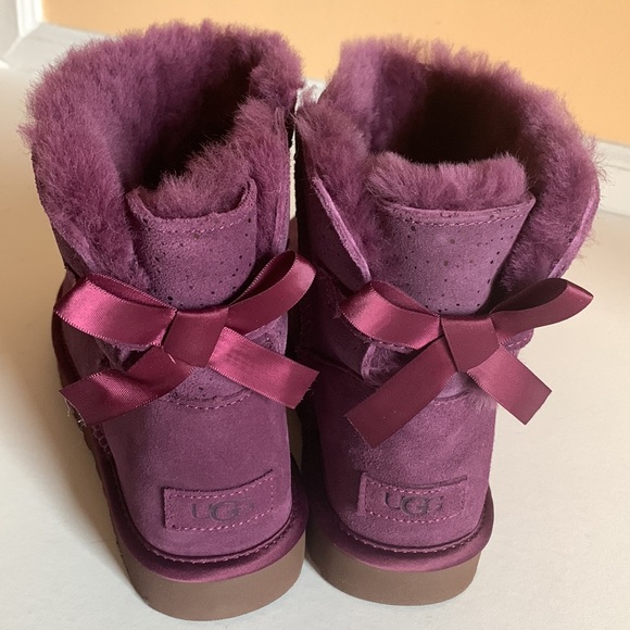 UGG Shoes - RARE UGG Mini Bailey Bow II Boot in shimmer plum (purple)
